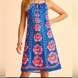 Vibrant Elegant Blue Pink Floral Tropical Vacation Chic Miami Pattern Maxi Dress